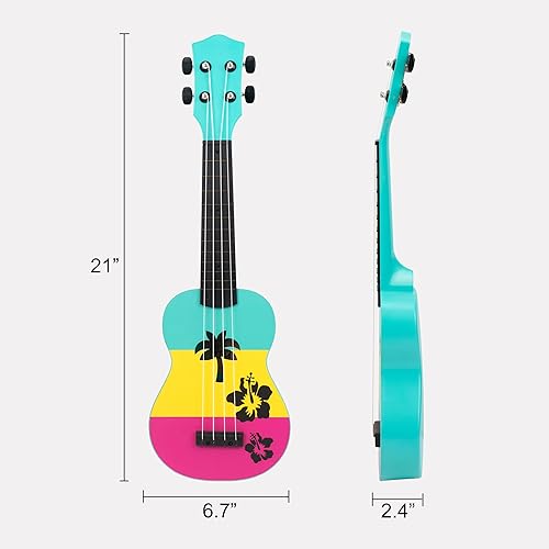 Miniatura 34 de Ukelele soprano 21"/53cm principiantes, estudiantes niños guitarra (rojo)