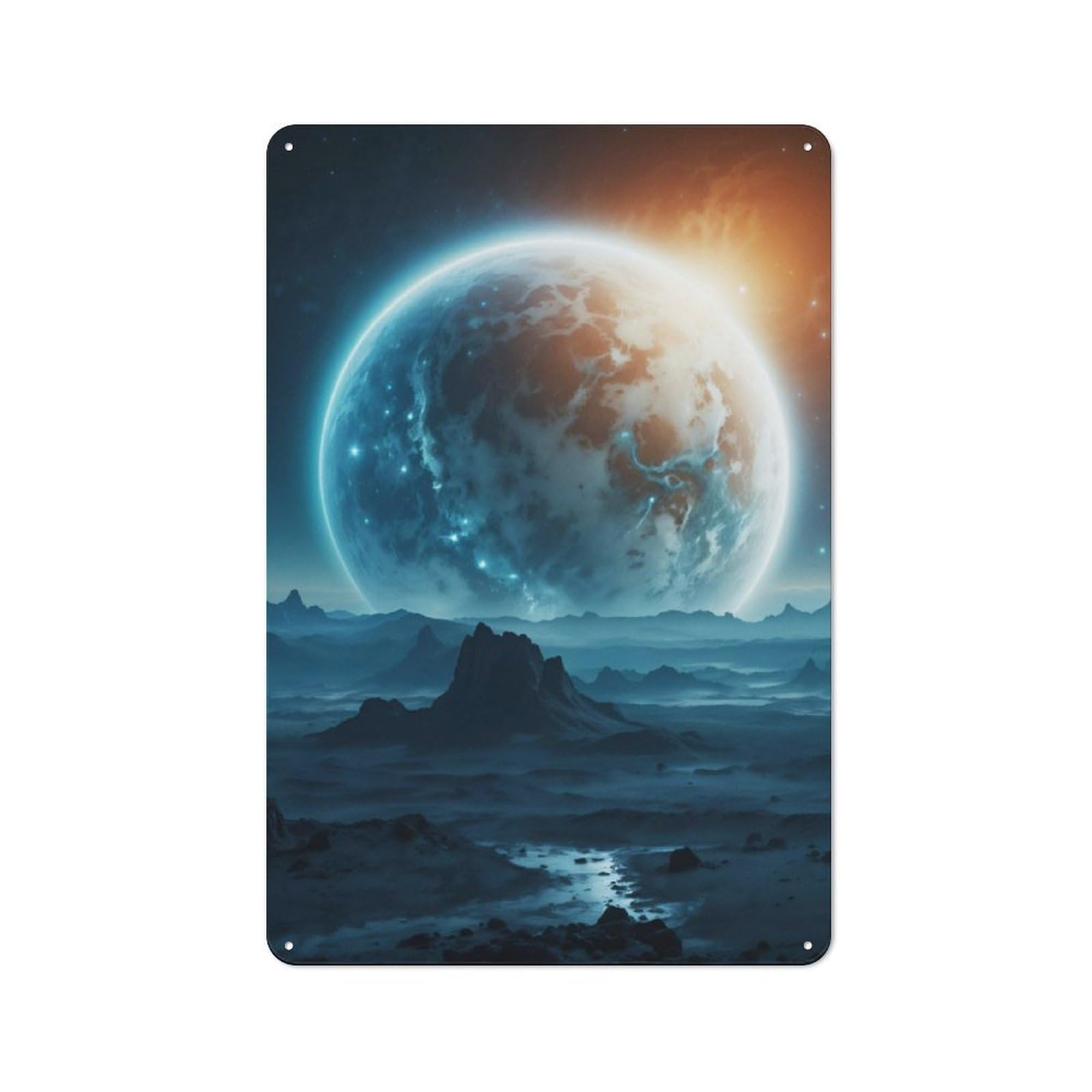 Vintage Tin Sign 30x20cm with Earth A Blue Marble for Café Or Restaurant, Suited to Wall Displays in Cafés And Restaurants