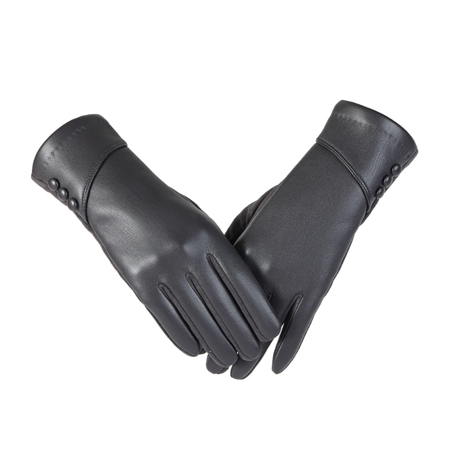 Women Leather Touch Screen Gloves, Winter Gloves for Ladies, Warm Touchscreen Windproof Texting Cashmere Lined Gloves