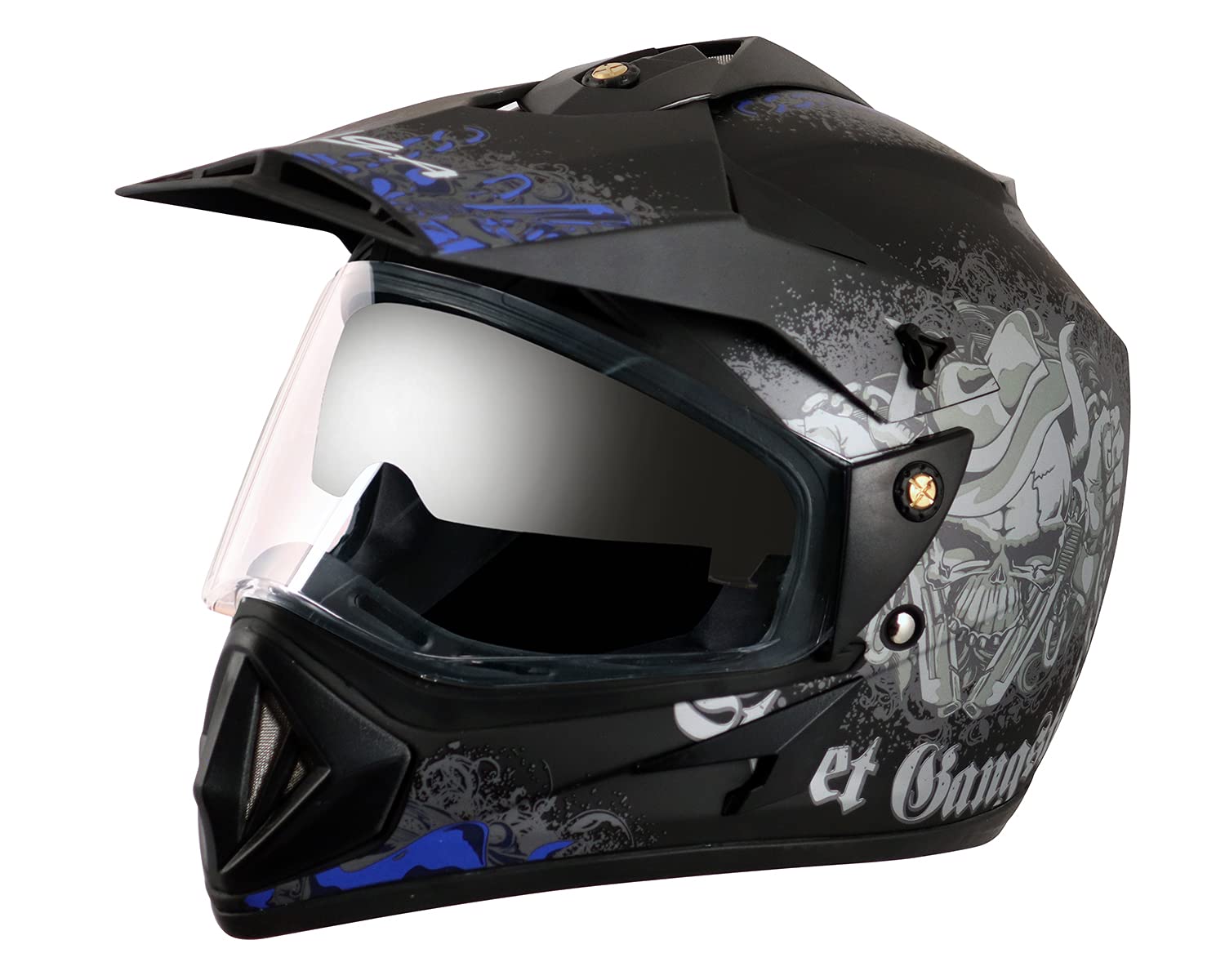 VegaOff Road D/V Gangster Dull Black M.Blue Helmet-M