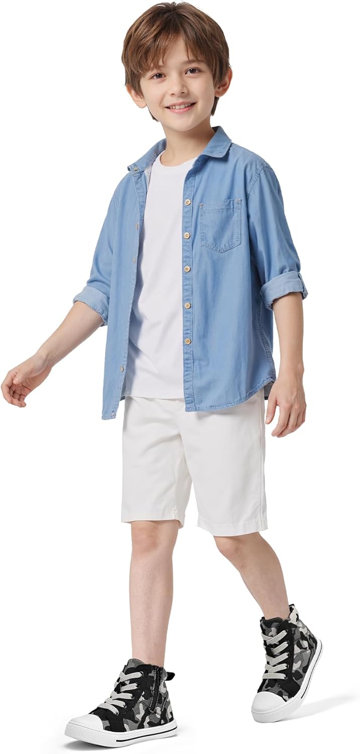 K KomForme Kids Sneakers for Boys and Girls Toddler Canvas High Top Walking Causal Shoes with Zipper - Image 2