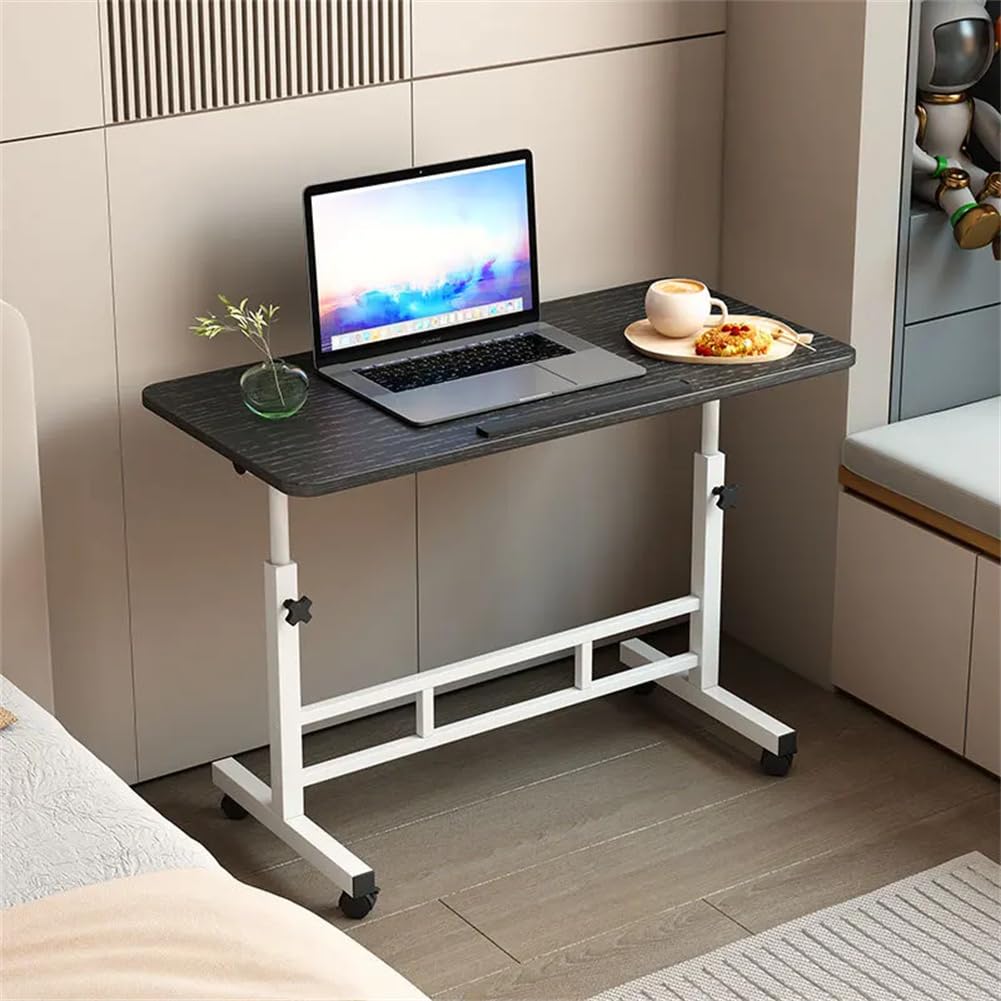 Escritorios con Ruedas, 65-87 cm Altura Ajustable Mesa Alta Móvil, Mesa para Cama, 60 x 40 cm Mesa Plegable para Ordenador Portátil, 180° Tablero de Mesa Giratoria para Oficina, Salón
