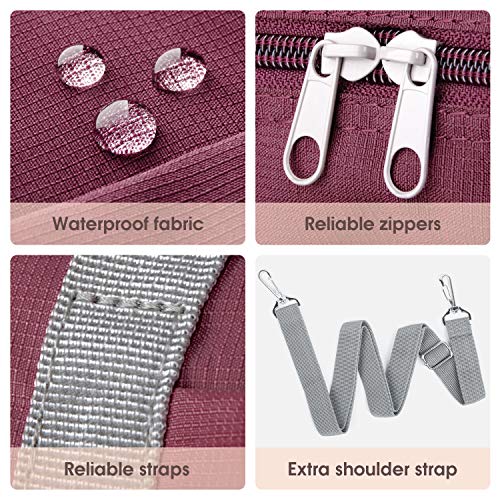 For Spirit Airlines Foldable Travel Duffel Bag Tote Carry on Luggage Sport Duffle Weekender Overnight for Women and Girls (3112 Wine Red ( with Shoulder Strap))