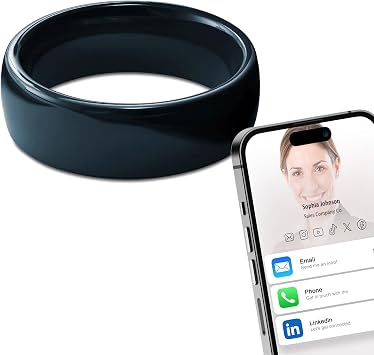 Ntag215 NFC Full Ceramic Smart Ring Compatible with NFC Enabled Phones and Devices Programmable 504 Bytes for Bussiness Tags Applicable to iOS and Android Black, US#9