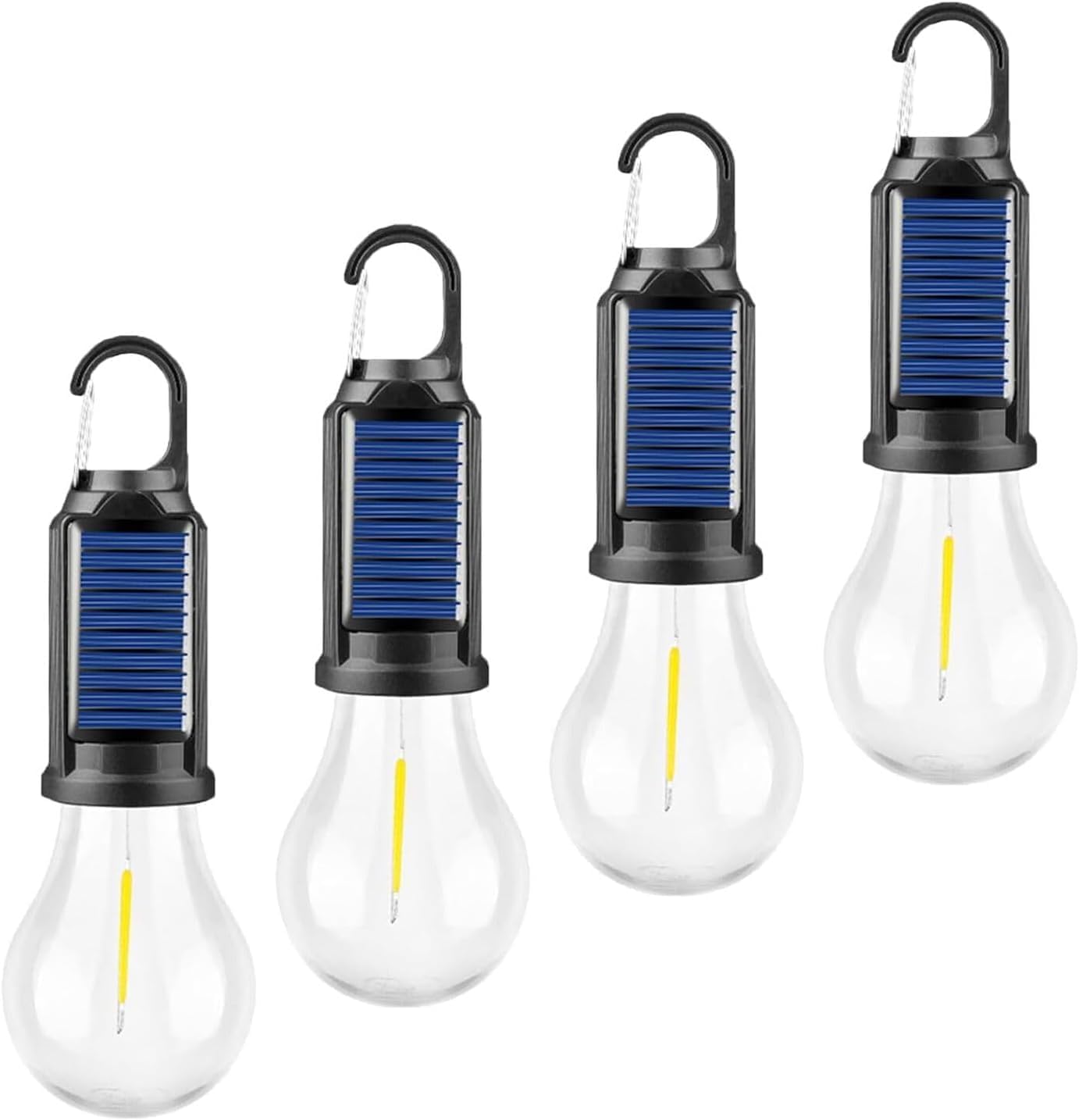 Rechargeable Solar Camping Lights, Portable Camping Lantern - 3 Mode LED Tent Light with Clip Hook, Waterproof Outdoor Hanging Bulb for Camping, Hiking, Emergencies & Holiday Decor (8pcs)