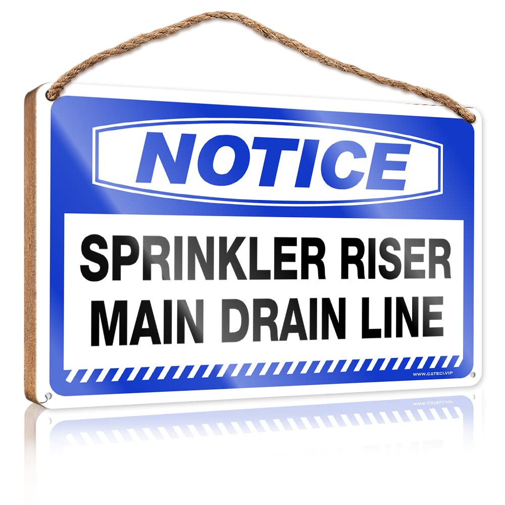 IBWNBBUSN Wooden Plaques For Crafts Notice Sprinkler Riser Main Drain Line Wooden Sign Cool Posters For Guys Door Sign For Home