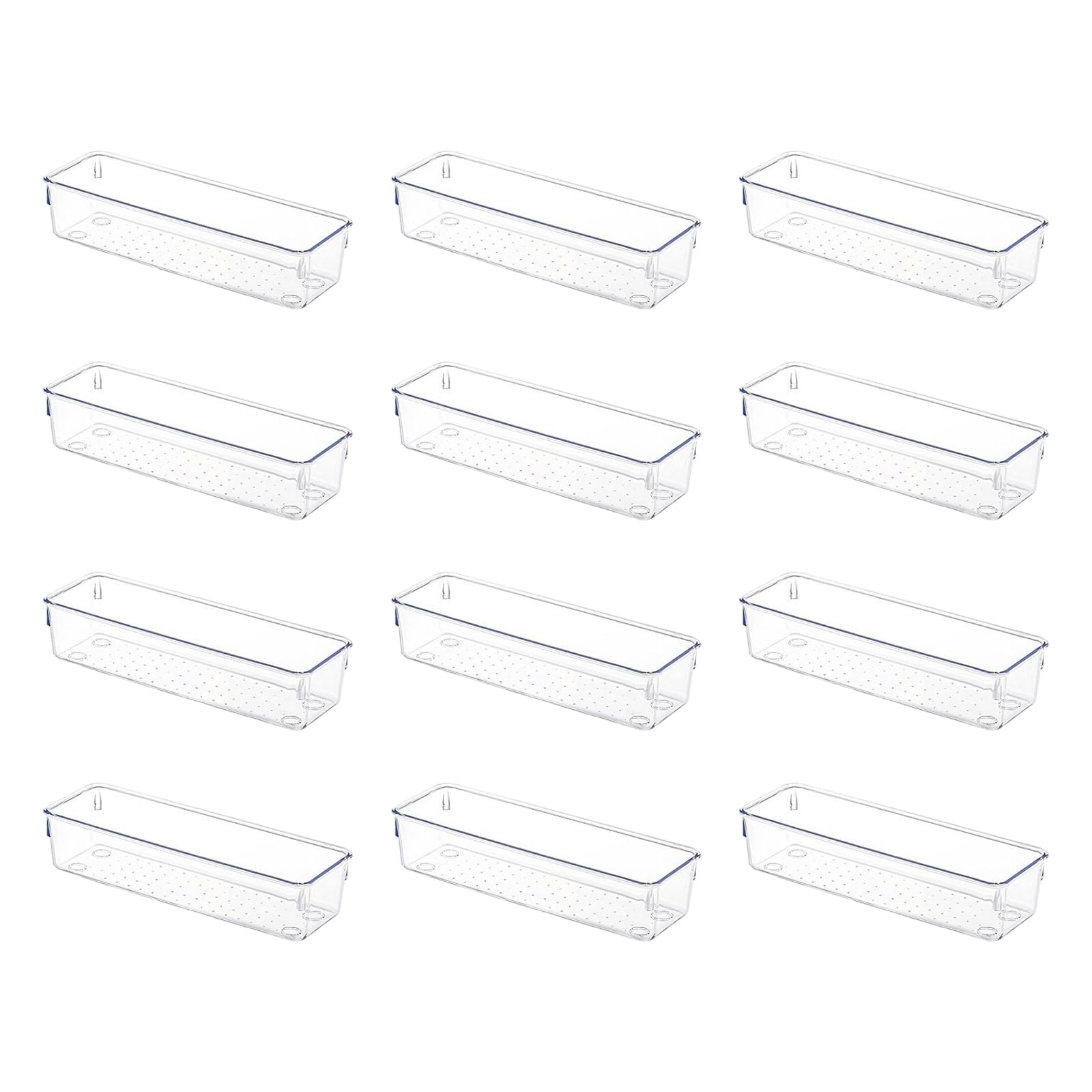 Buxuaaaa Permanent Drawer Storage Trays See Through Stackable Organizers for Kitchen Bathroom Countertop See Through Bathroom Drawer Organizers