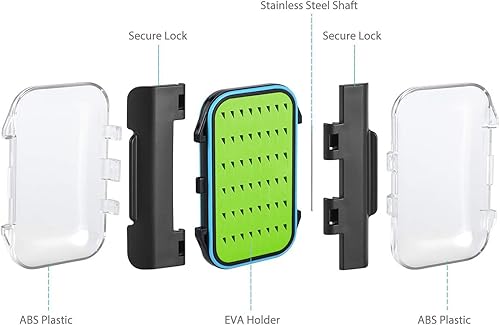 Miniatura 6 de Gonex Cajas de pesca con mosca para cajas de jig de pesca con mosca de dos caras, caja de pesca con mosca impermeable y ligera, tapa transparente