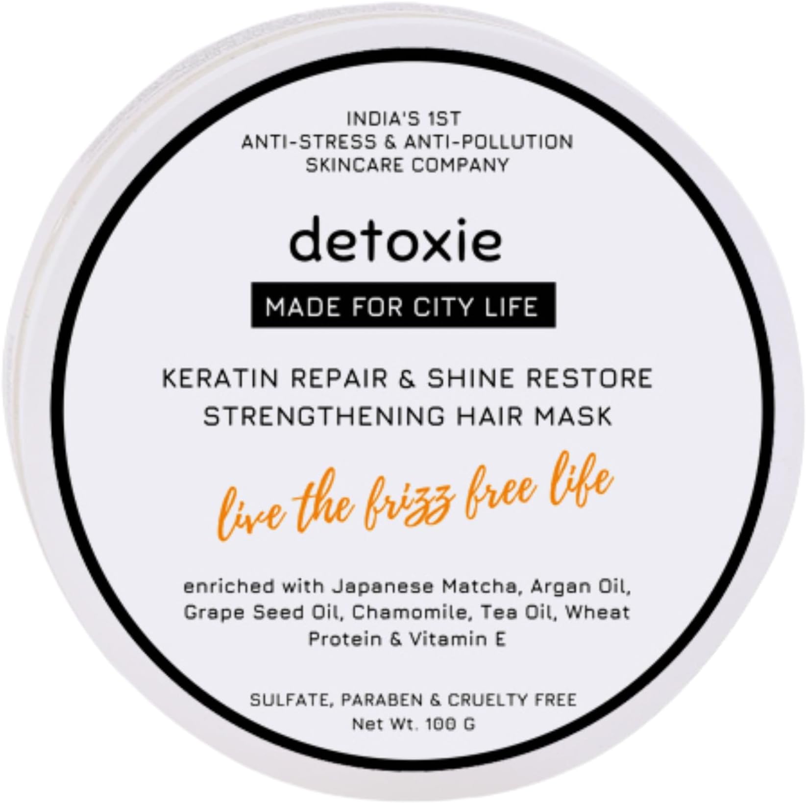 Detoxie Absolute Keratin Repair Hair Mask | For Dry & Dehydrated Hair | Nourishing & Hydrating | Controls Frizz | Improves Hair Health & Shine | Hair Spa for Women & Men | Grapeseed, Argan & Almond Oil | Soft Texture | All Hair Types | 100g