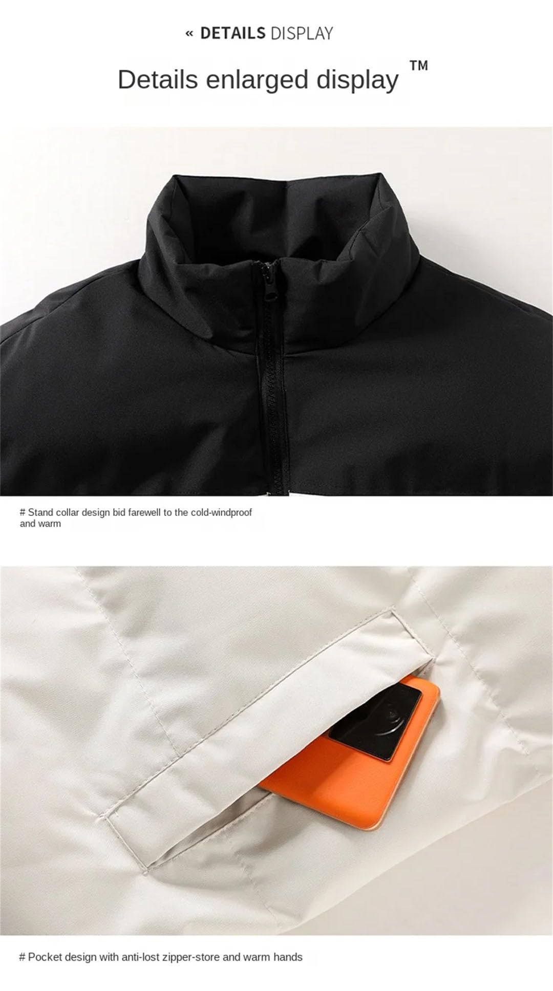 Piumino da uomo Inverno Cuciture Colore Versatile Campeggio All'aperto Stand Collare Cappotto Abbigliamento Cotone