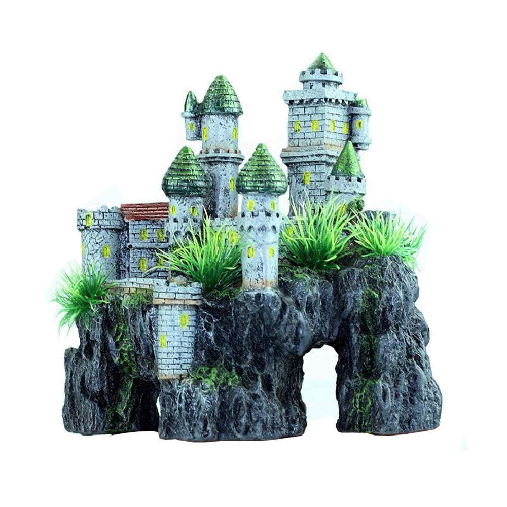 Decorazioni per acquari, decorazioni per acquari, resina stile europeo Castello paesaggistico adatto per affari (colore: dipinto, dimensioni: 18 x 10 x 19 cm)