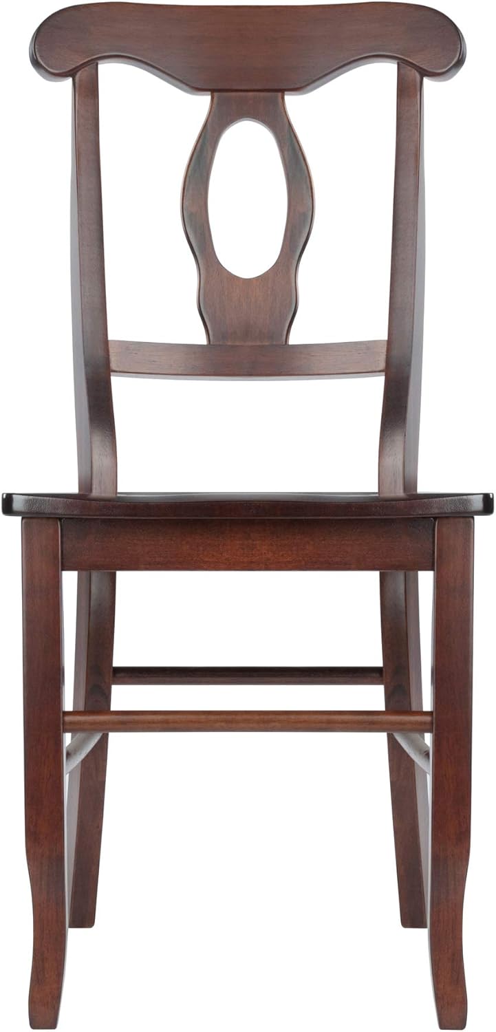 Walnut Keyhole Back Transitional Side Chairs, Set of 2