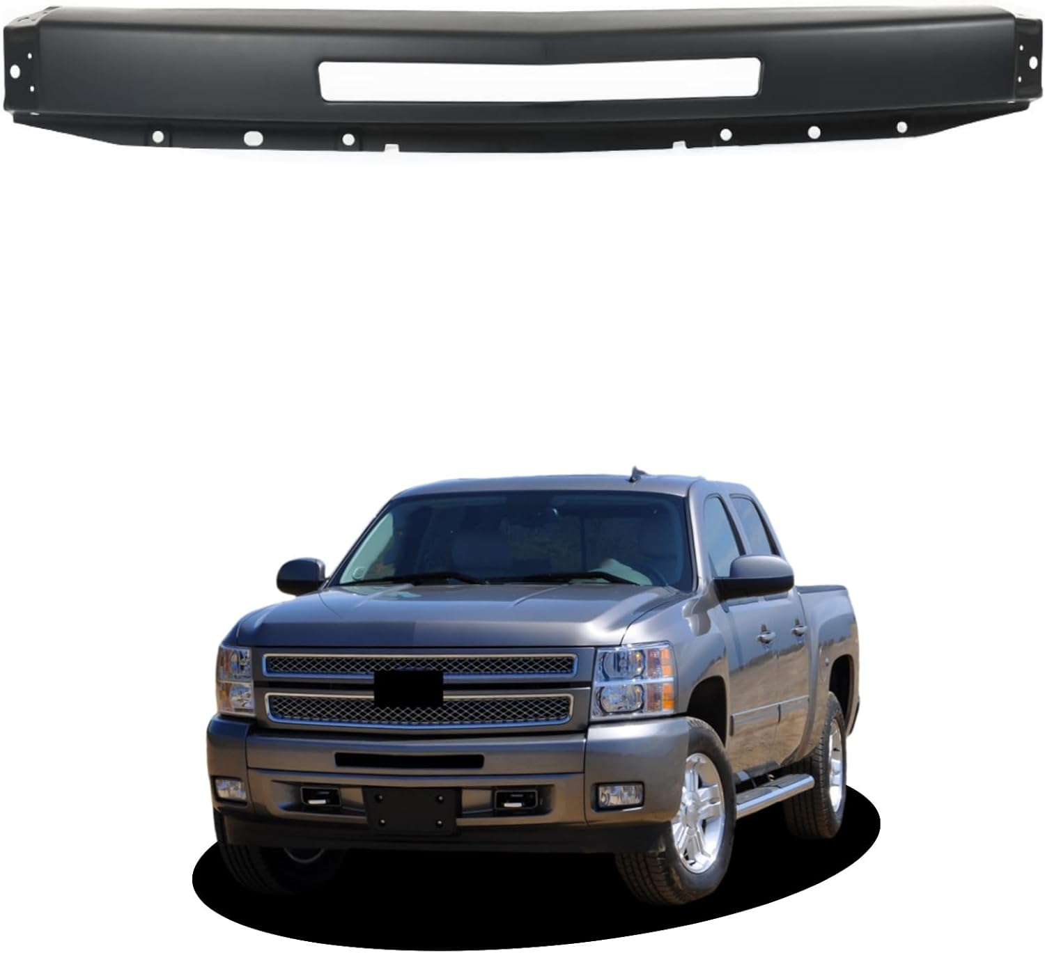 labwork Black Front Bumper Face Bar Primed Replacement for Silverado 1500 2500 3500 Pickup 2007-2013 with Center Air Intake Hole GM1002836 15941837