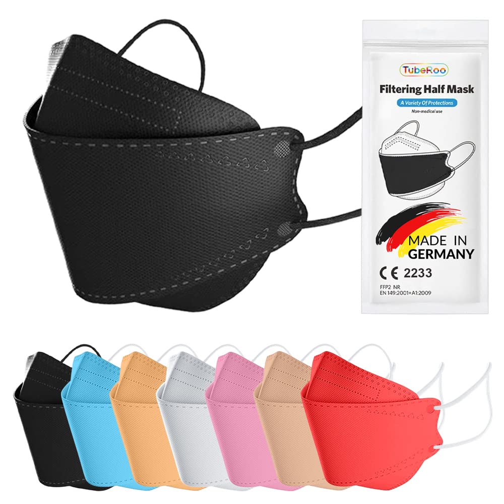 FFP2 Maske Fischform, 5 Stück Masken, Made in Germany Versand aus Deutschland, weiche Ohrschlaufen Bänder Atemschutzmaske