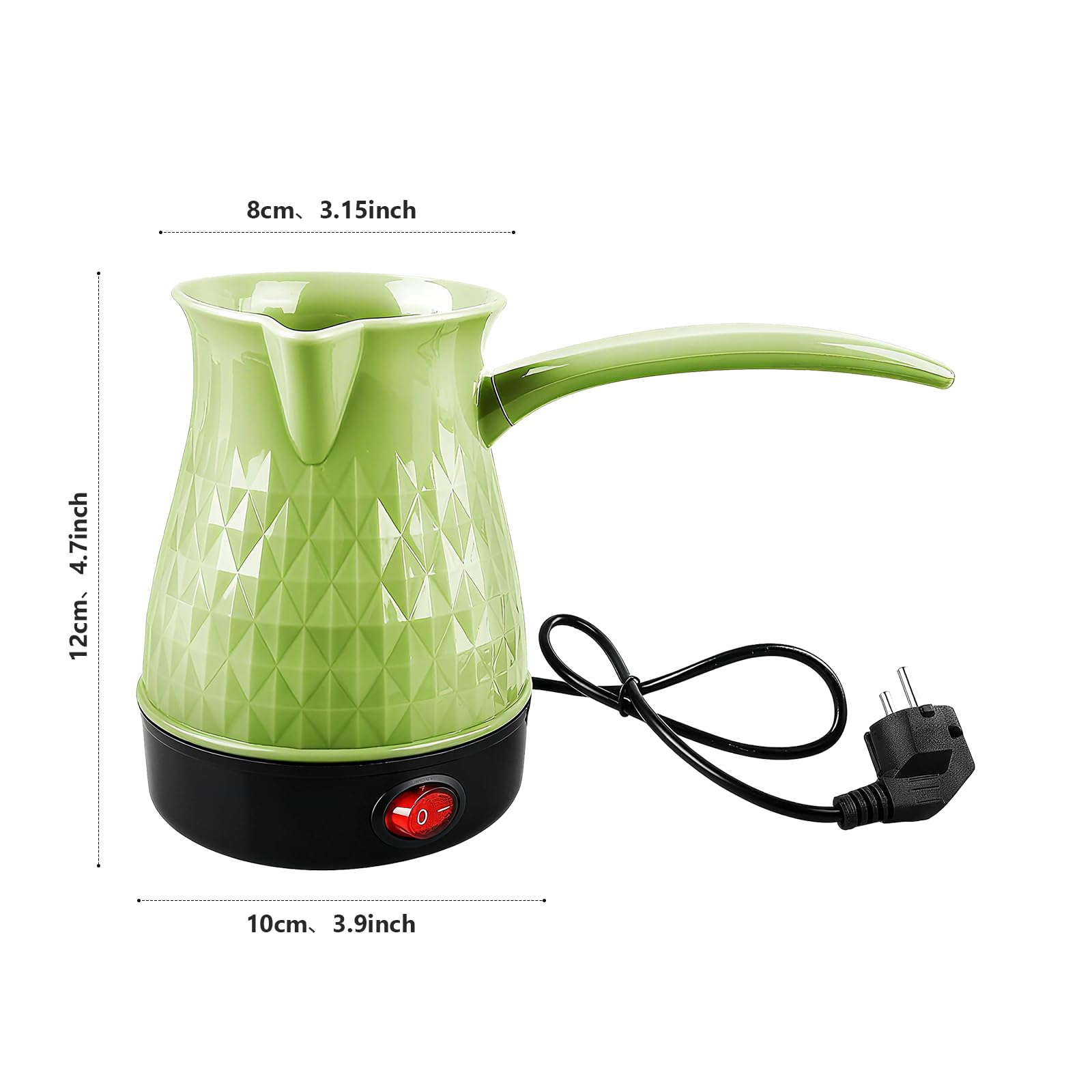 Caffettiera elettrica turca 500 ml 600 W – Macchina da caffè elettrica lavabile verde – per caffè turco, moka e tè, ideale per casa e ufficio