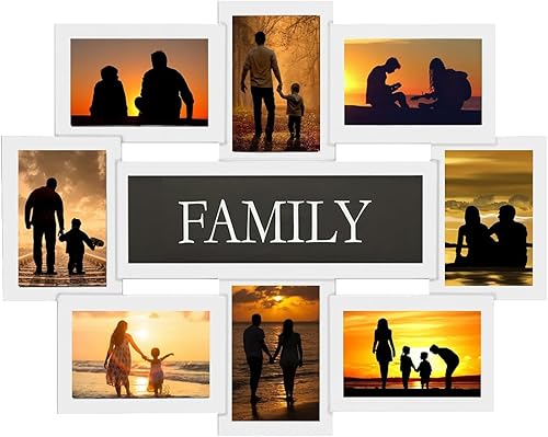 Vista 48 de J.M.Deco Marcos de fotos de collage de 8 aperturas para decoración de pared, marco de fotos de 4 x 6 pulgadas con decoración de árbol, marco