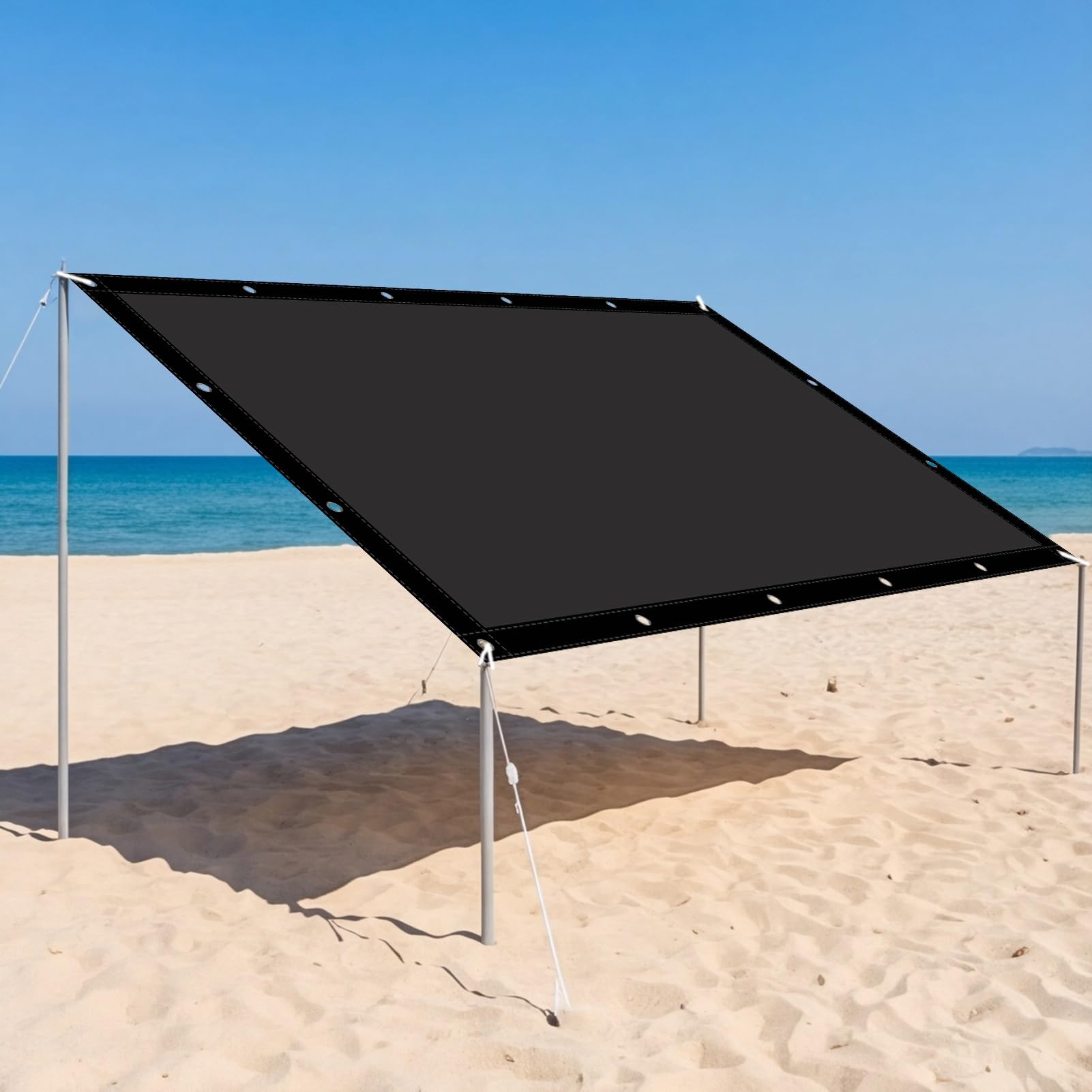 markiza z filtrem UV, 140 x 395 cm, żagiel przeciwsłoneczny, łatwy montaż, do ogrodu, na patio - zadaszenie przeciwsłoneczne, czarny