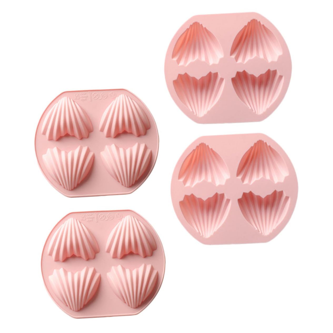 FUNOMOCYA 4Pcs Heart Shape Silicone Molds for Baking Non Stick Cavity Madeleine Molds for Cakes and Desserts for Baking Lovers and