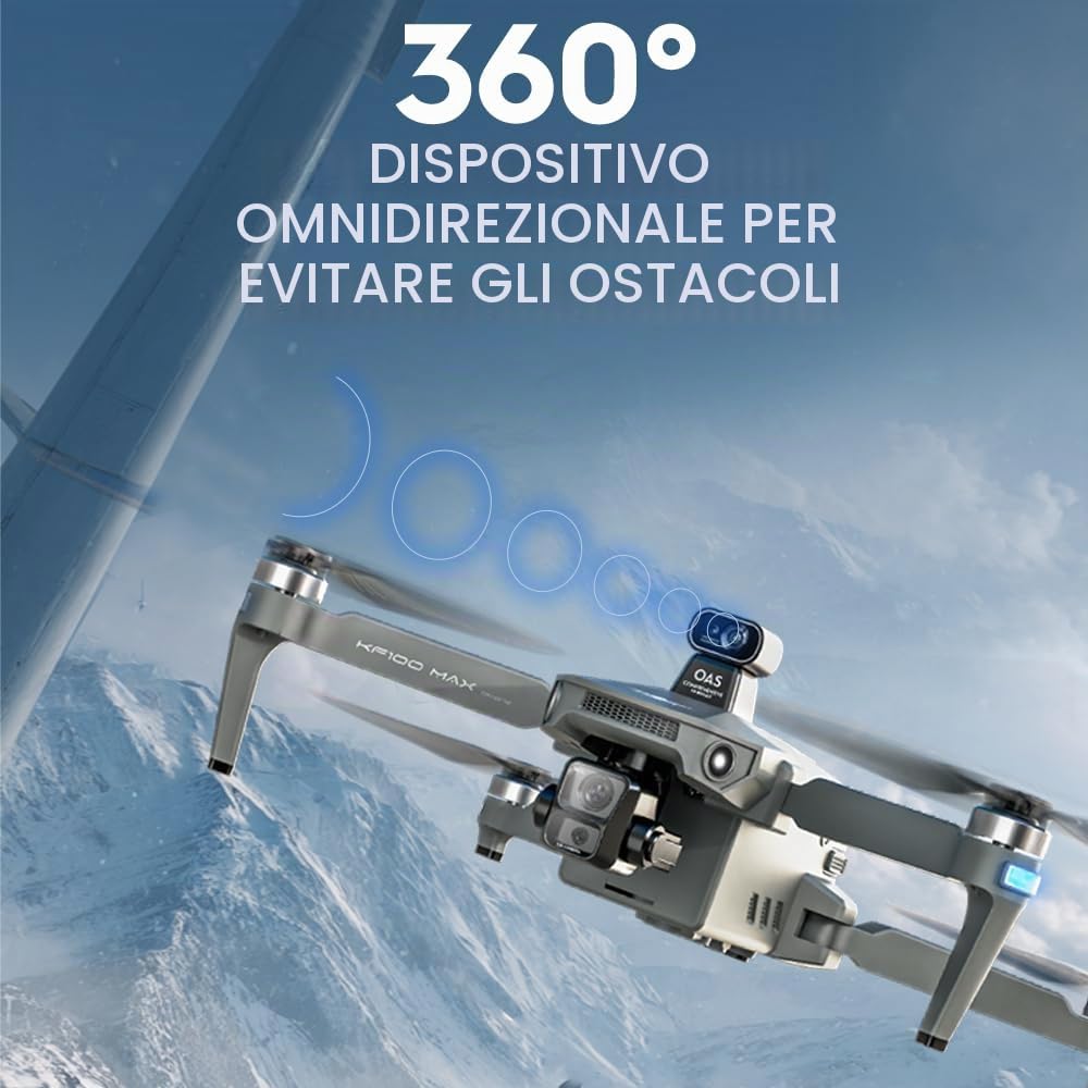KF100 MAX Drone con telecamera 4K per adulti, distanza di controllo di 6 km, telecomando con schermo da 5,5 pollici, cardano a 3 assi, prevenzione degli ostacoli a 360°, drone professionale RC