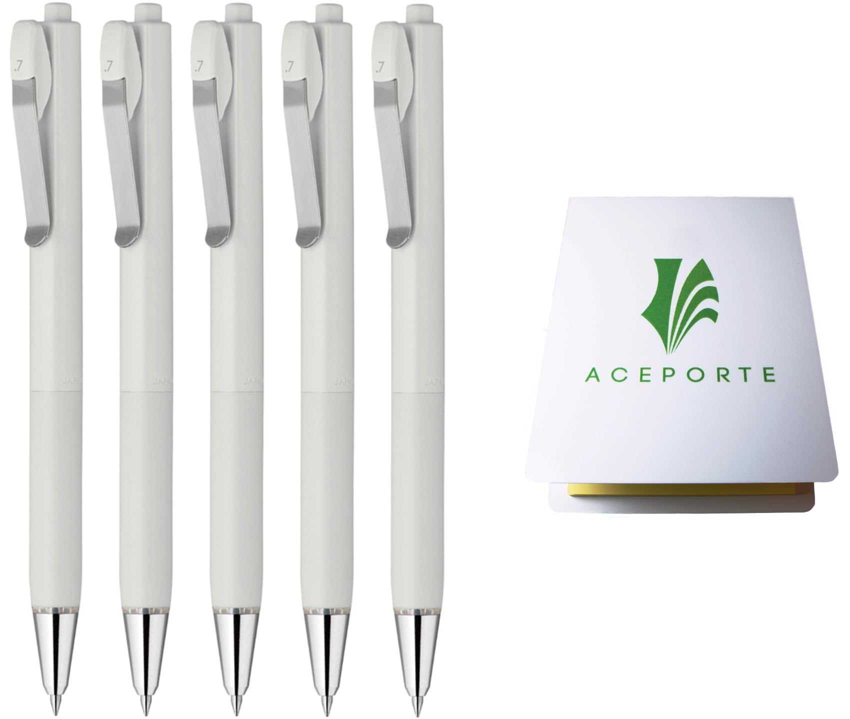 ZEBRA bLen U 0.7mm Ballpoint Pen White 5 Pack, Sticky Notes Set