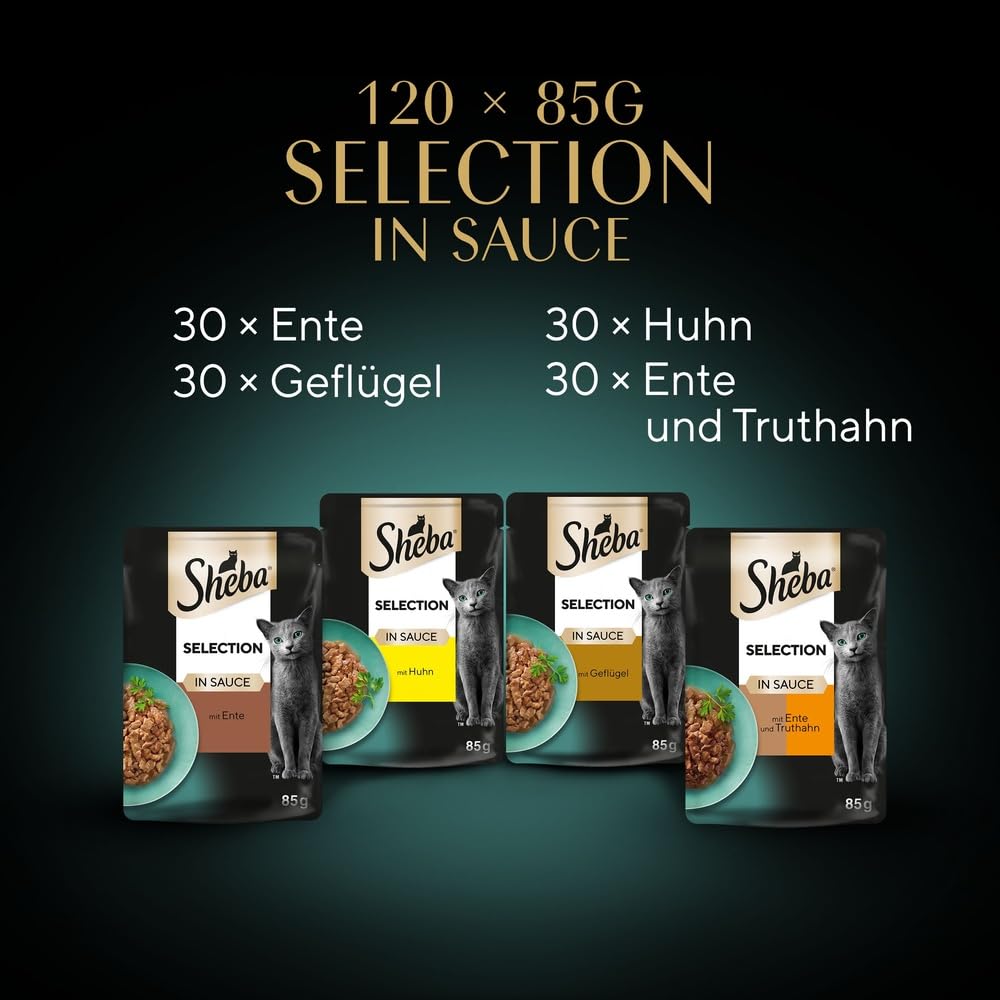 Sheba Selection Katzen Nassfutter im Portionsbeutel Geflügel Variation in Sauce Multipack 120x85g