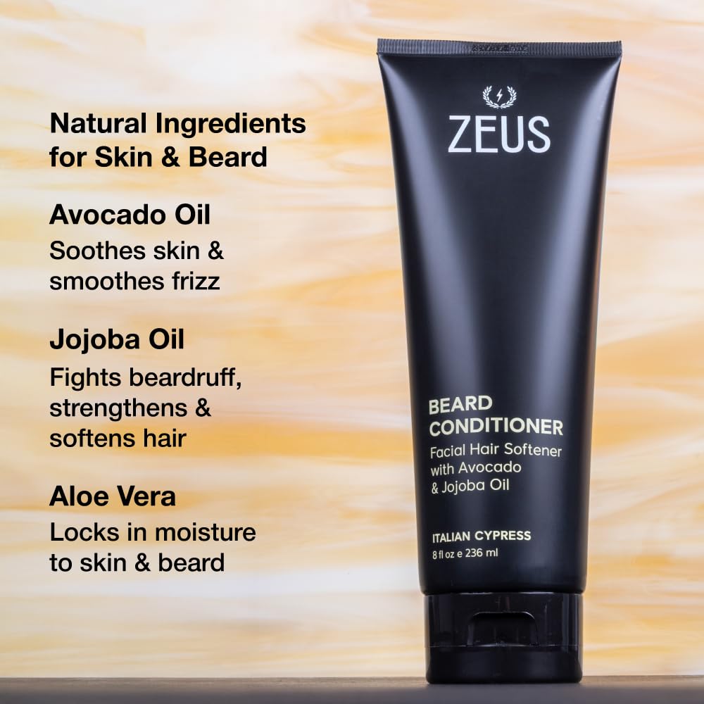 ZEUS Bart Conditioner Wash für Männer - Sandelholzduft - 8 Unzen - Sulfatfreier, ausspülbarer Weichmacher