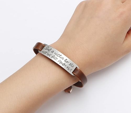 Miniatura 5 de Yiyang Regalo Cristiano Pulsera de Cuero para Mujer Joyería Religiosa Inspiradora con Versículo Bíblico Joyería Fe Navideña Cumpleaños Bautizo para