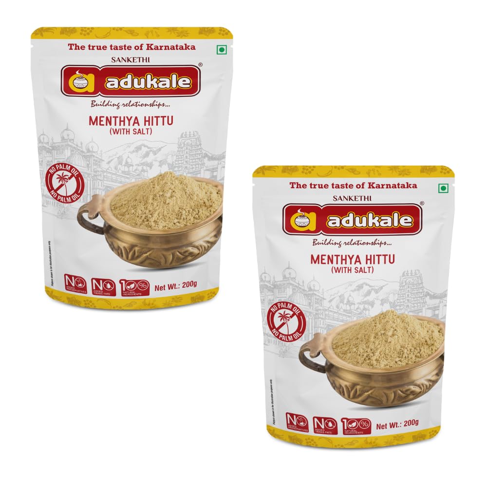 Adukale Menthya Hittu with Salt | Traditional Karnataka Health Mix with Fenugreek | Ready-to-Eat with Hot Rice | No Palm Oil or Preservatives | 200g