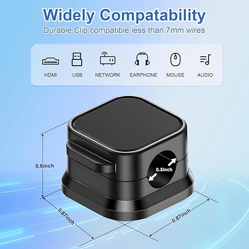 Miniatura 3 de Paquete de 18 soportes organizadores de cables, gestión de clips magnéticos para cables, fácil adhesivo para teléfono USB, para ocultar u organizar