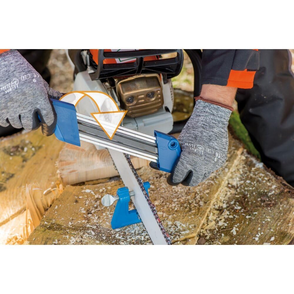 PFERD Afilador de Cadena Chain Sharp CS-X, diámetro de la Lima, 18600742 – Dientes de Sierra y limitador de Profundidad en una Sola operación, Feilen-ø 3,2 mm – Kettenteilung 1/4 Inch Low Profile