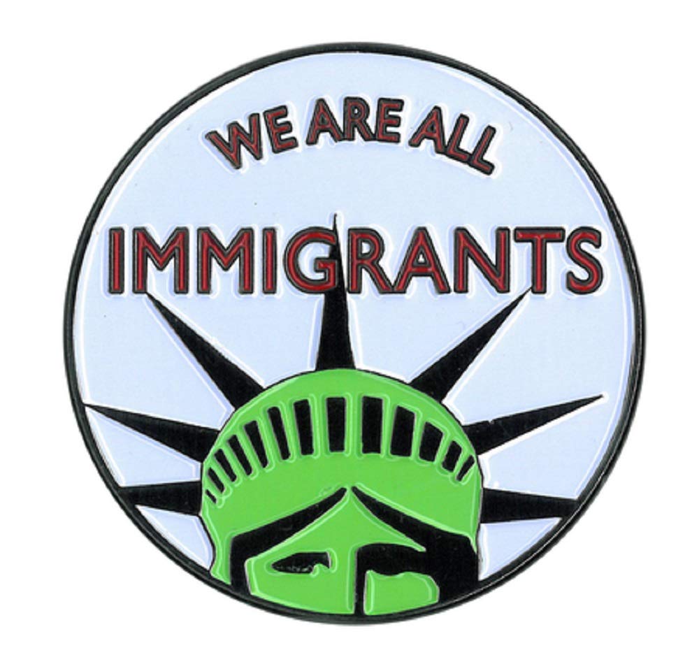 Original Famous Pins & LapelsOriginal Famous Pins & Lapels Immigrant Large Enamel Pin, Licensed Original Artwork By Matt Stewart - 2" X 2"