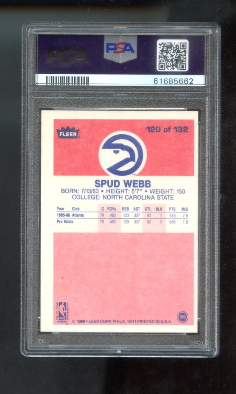1986-87 Fleer #120 Spud Webb ROOKIE RC PSA 7 Graded Basketball Card NBA 86-87 1986 1987 Atlanta Hawks
