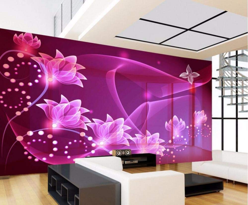 Papier peint mural 3D fleur transparent pour agrandir un salon sombre 430x300 cm