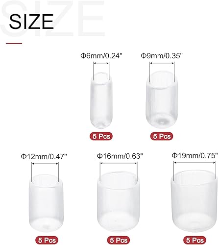 Miniatura 2 de uxcell 25 tapas redondas de goma de 14 pulgadas 38 pulgadas 12 pulgadas 58 pulgadas 34 pulgadas cubierta de vinilo transparente Kit surtido de