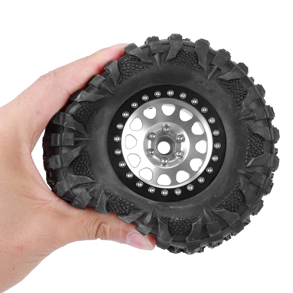 petjoyful RC Pneus 2,2 pouces 4 pièces RC pneu en caoutchouc ensemble pneus de roue pour 1:10 RC chenille 130mm diamètre RC accessoires noir