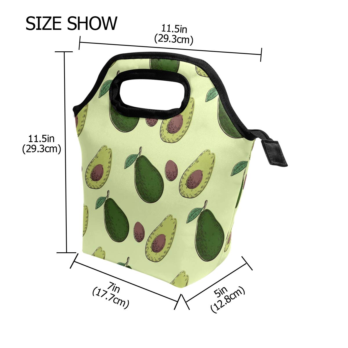 Avocado Bento-Tasche – Wärmeisoliert, Wasserdicht, 22,9x20,3x14 Cm, Mit Vordertasche, Perfekt Für Mittagessen & Snacks