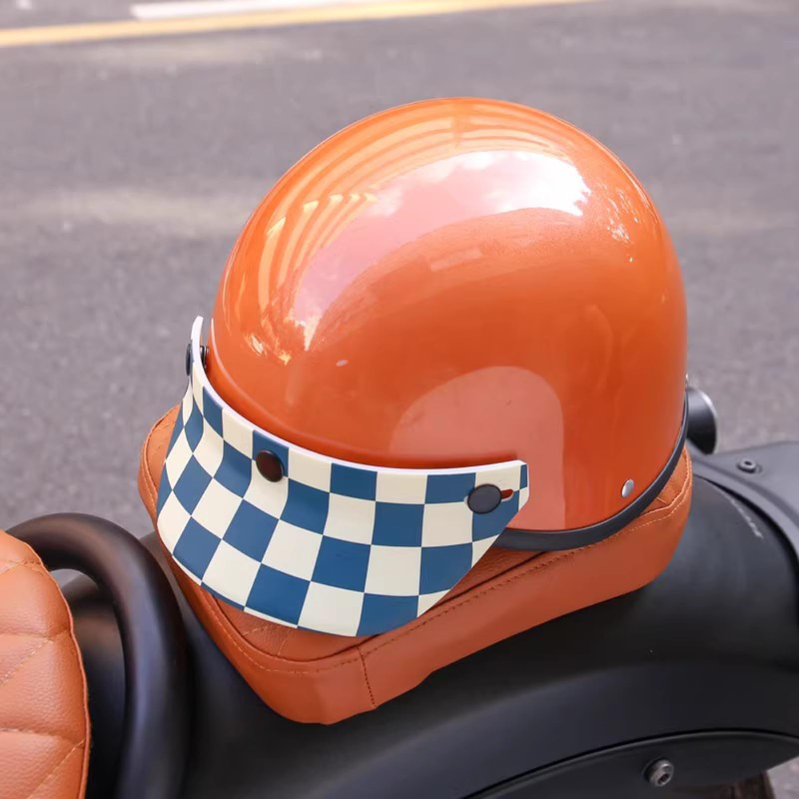 Casque de Moto rétro Demi-Casque de Moto Casque Jet Femmes et Hommes Casque Ouvert pour Scooter cyclomoteur et Scooter certifié ECE H,52-60cm