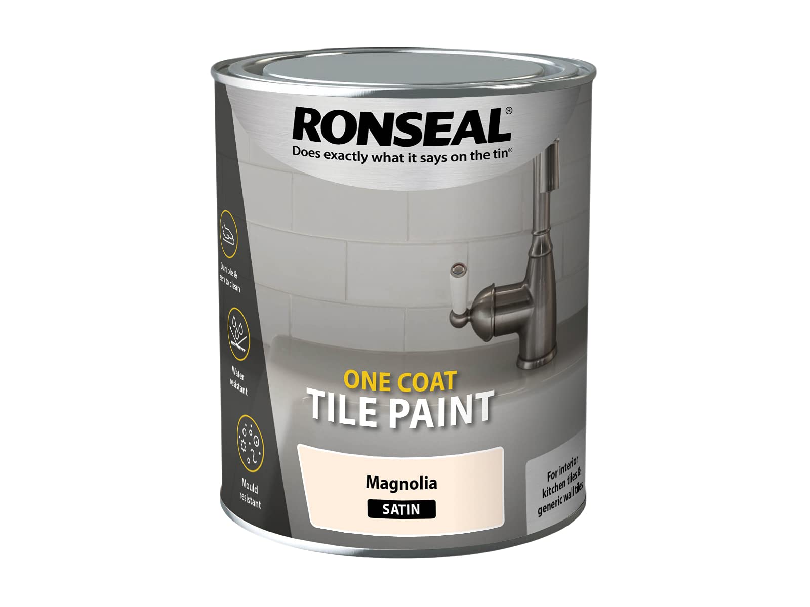 Ronseal Manolia One Coat Tile Paint Magnolia Satin 750Ml,Rsloctpms750