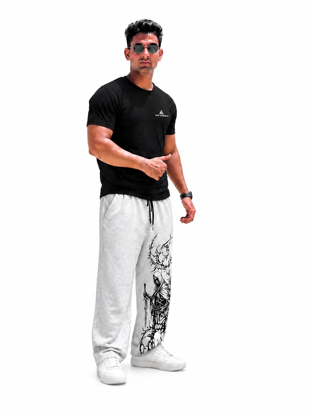 raw element Men Gym Wear Combo Set | Dry Fit Round Neck T-Shirt & Printed Track Pant | Breathable Activewear Co-ord Set for Workout, Running & Casual Wear-picture-18
