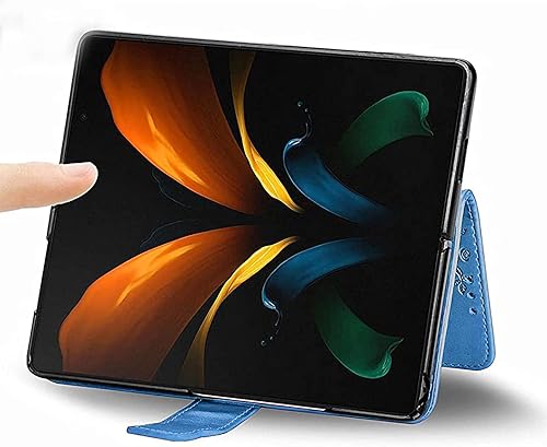 Miniatura 4 de Asuwish Funda de teléfono para Samsung Galaxy Z Fold 3 5G 2021 cartera y girasol de cuero delgado con tapa para tarjetero, accesorios para celda,