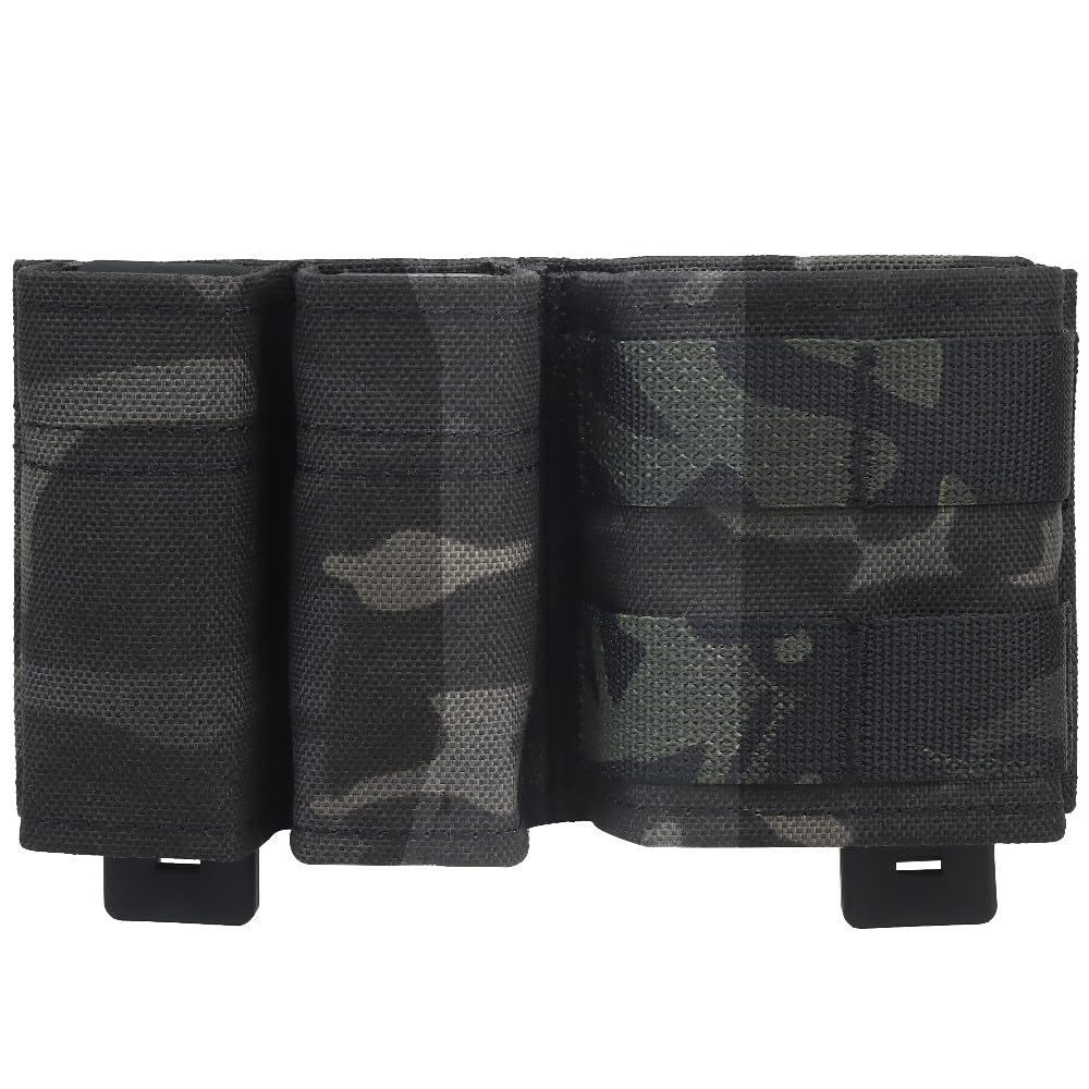 Jungle Leopard Bolsa for Cargador Molle de 9mm 5,56, Correa de Clip for Funda táctica Triple mag for cinturón, Caza, Paintball, Rifle, Pistola
