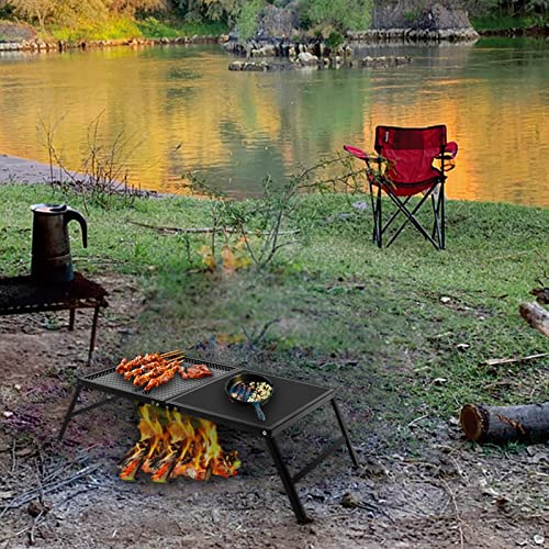 Hqz Portable Folding Campfire Grill, Fire Pit Grill Grate And Camp Fire Cooking Rack，Camping Grill For Family Cooking, Bbq, Rv, Picnic, Party. #TOP3
