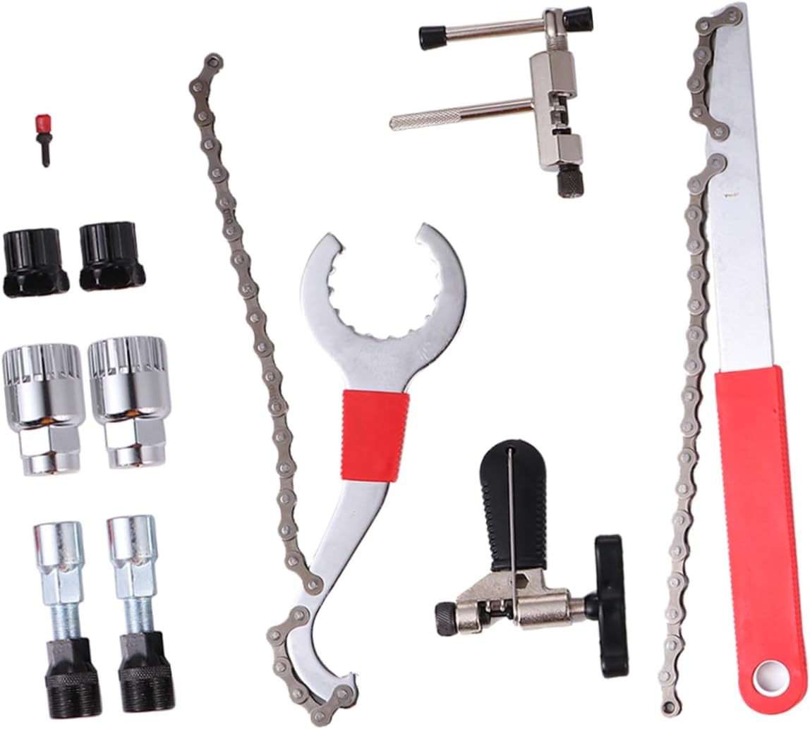 Bicycle Repair Tool Kit Crank Extractor Bottom Bracket Remover Freewheel Turner Chain Breaker Durable Multi-Function Tools for Mountain and Road Bikes