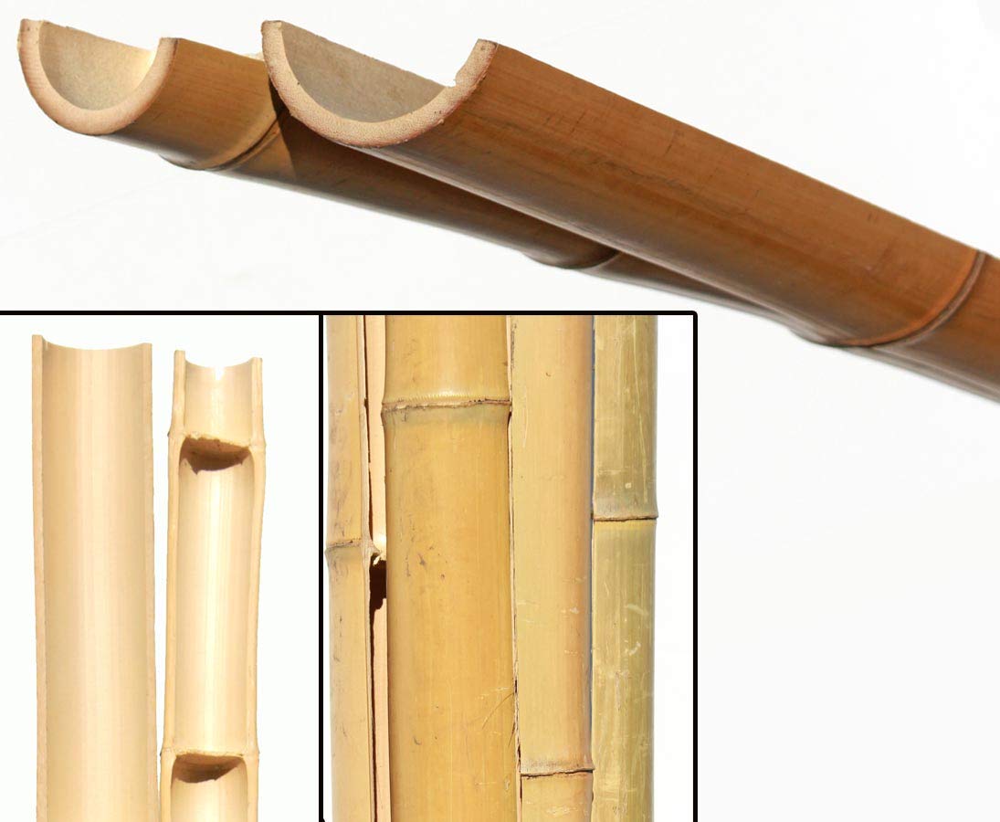 bambus-discount.com 1 Stck Bambusrohr Halbschale 240cm lang, Moso gelb  gebleicht mit 5-6cm Durchmesser - 2,4m halbierte Bambusstange : Amazon.de:  Sonstiges