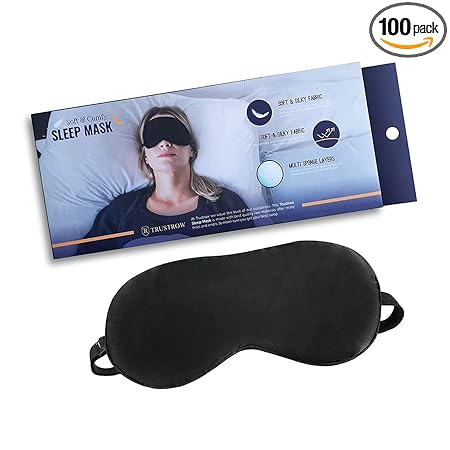 Trustrow Sleep Eye Mask, 100% Mulberry Silk Cool Eye Mask, Ultra Smooth & Easy adjustable Sleep/Sleeping Mask And Blind Fold (Black)