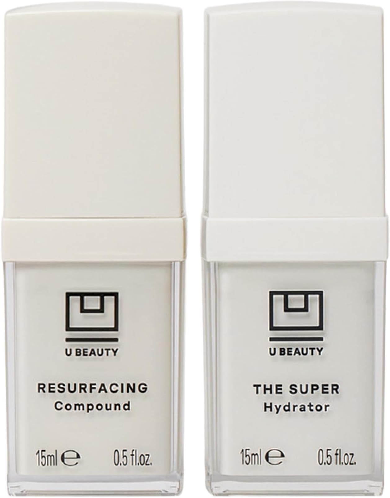 U Beauty - The U Beauty Duo - Resurfacing Compound & SUPER Hydrator Set - Vitamin C & E, Retinol, Hyaluronic Acid - Moisturizing Face Serum Duo for Smooth, Hydrated and Softer Skin, Set of 2 0.5 fl oz