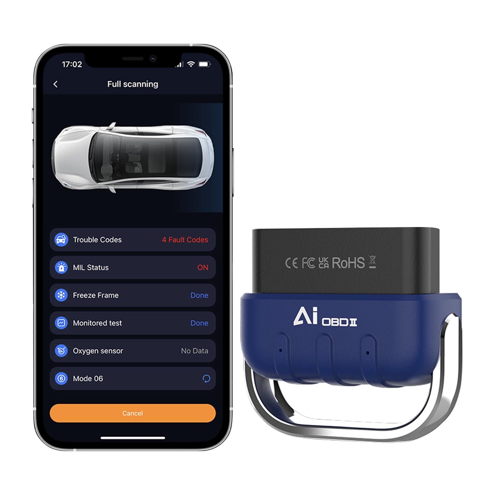 Anluomania OBD2 Auto Diagnostica, Bluetooth Diagnosi Auto Professionale, OBD2 Diagnosi Auto, Cancellazione Codici di Errore, Bluetooth 5.4/BLE, OBD2 Scanner Multimarca, per Auto OBD II Protocol 1996