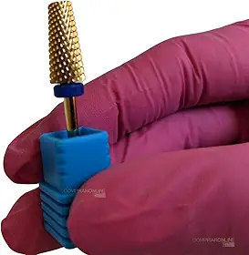 Broca Tungstênio Unha Gel Acrigel Fibra Acabamento Topo Reto Alta Qualidade (Azul, Conica topo reto - corte mediano)