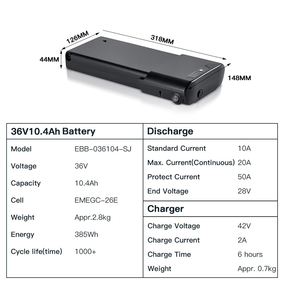 E-Bike Li-ion Batterie 36V 10,4Ah/14Ah für MiFa, Zündapp, Ansmann Gepäckträgerbatterie