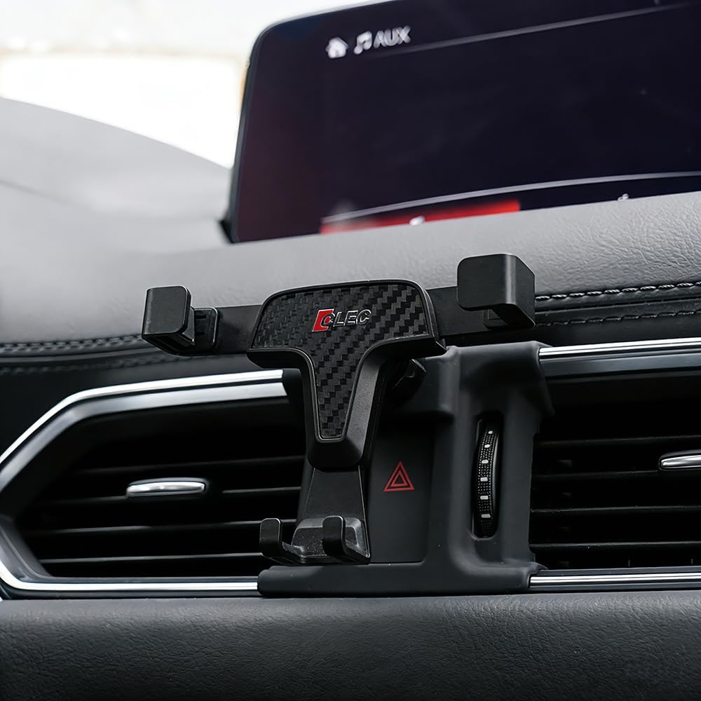 BEERTE Car Phone Holder fit for Mazda CX-5 2017-2026 Adjustable Air Vent Car Dashboard Cell Phone Mount Carbon Fiber Pattern Gravity Phone Mount fit for Any inches Smartphone
